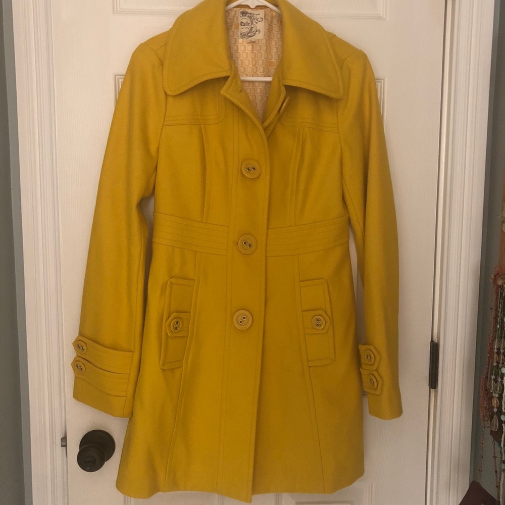 Tulle Yellow Wool Pea Coat